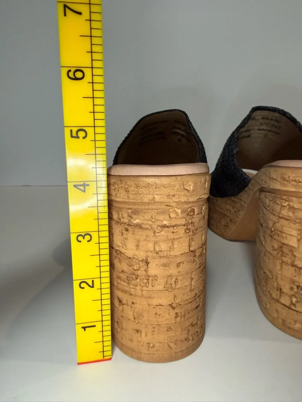 Seychelles Black Woven Cork Platform Mules